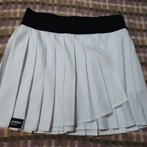 Justice Sport White and Black Pleated Skater Skirt